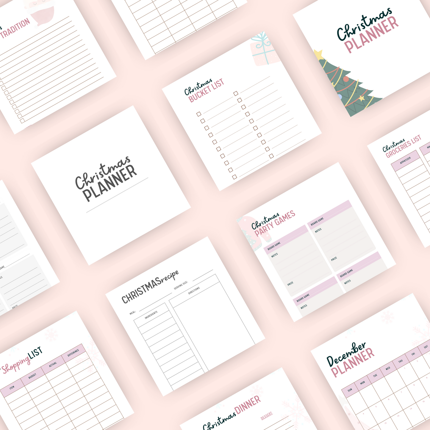 Clean and Beautiful Christmas Planner, Christmas Dinner Planner and Christmas Bucket List 