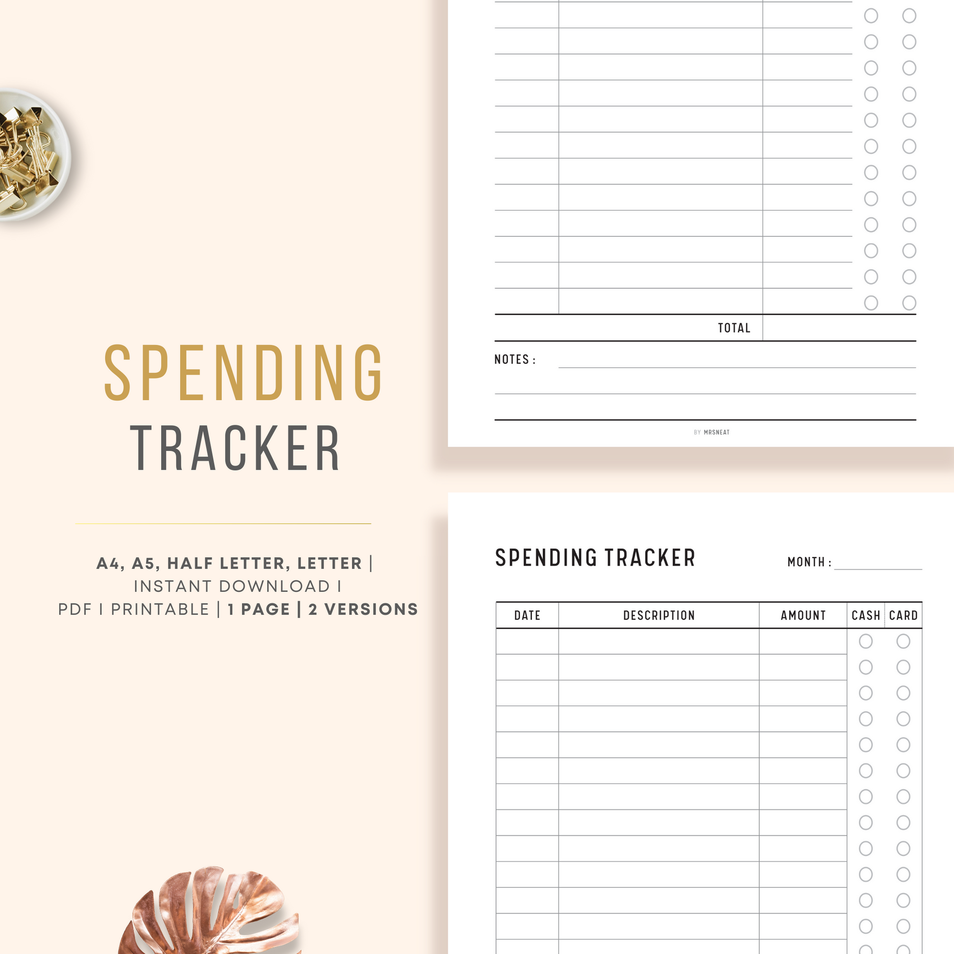 Spending Tracker Printable – mrsneat