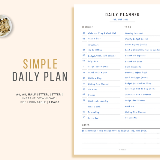 Simple and Minimal Daily Planner Printable