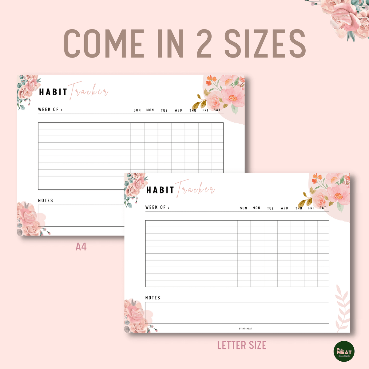 Floral Weekly Habit Tracker - M042 – mrsneat